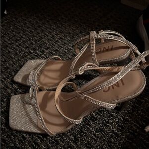 INC International Concepts Glittering Silver Heels